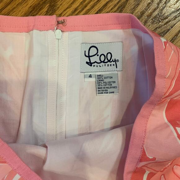 Lilly Pulitzer Skirt Pink Floral Palm Print White Label Size 4 - Picture 2 of 8